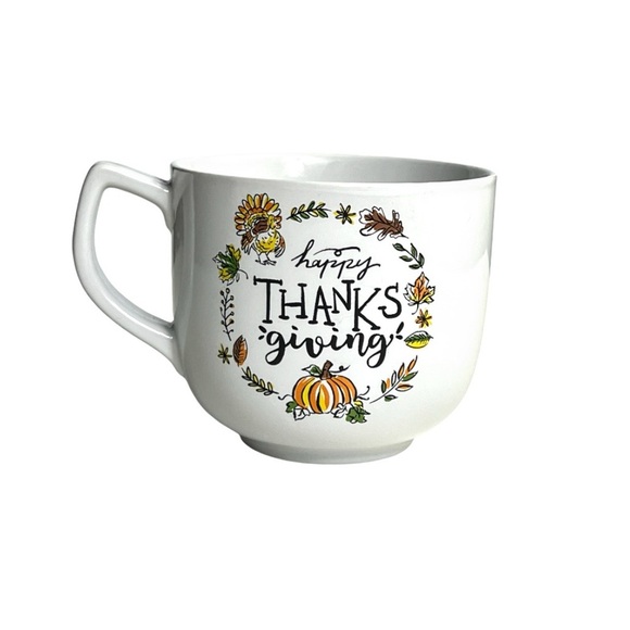 New Large White Stoneware Happy Thanksgiving Mug - Picture 6 of 11